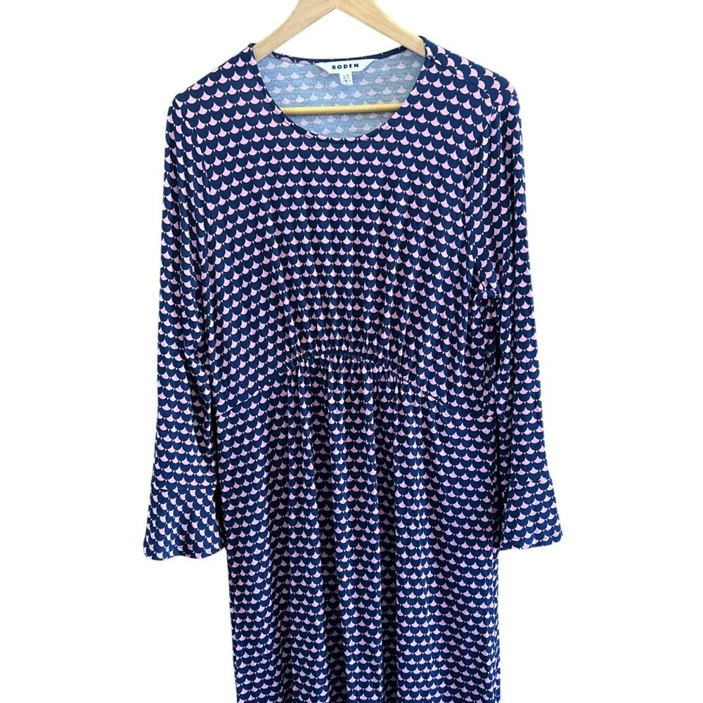Boden Womens Flute Sleeve Jersey Dress Size 12R Sherbert Crescent Stamp - Picture 2 of 6